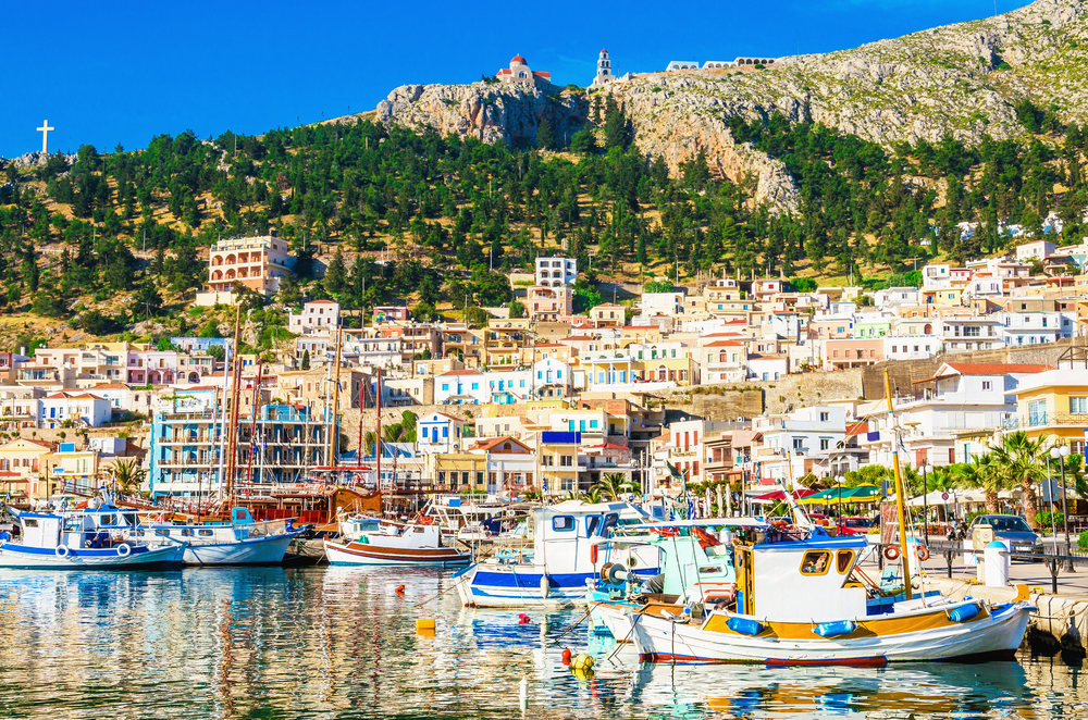 Port with small fishermen's boats on Greek Island
