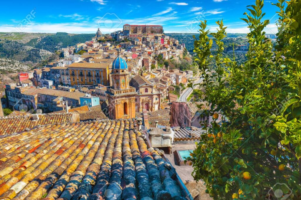 Sunrise at the old baroque town of Ragusa Ibla in Sicily