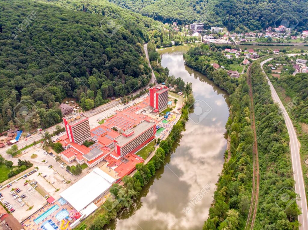 Calimanesti Caciulata Romania aerial view