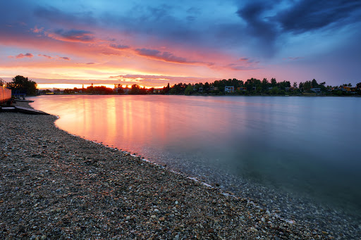 Lake sunset in Slovakia city Senec