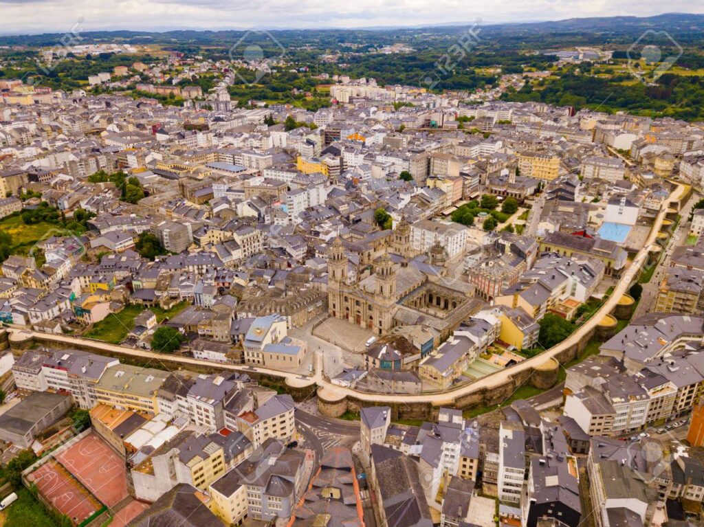 Aerial view on the city Lugo. Galicia. Spain