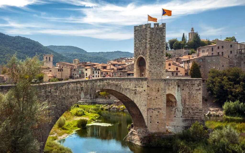 Besalú and its impressive fortified bridge in Girona, Spain
