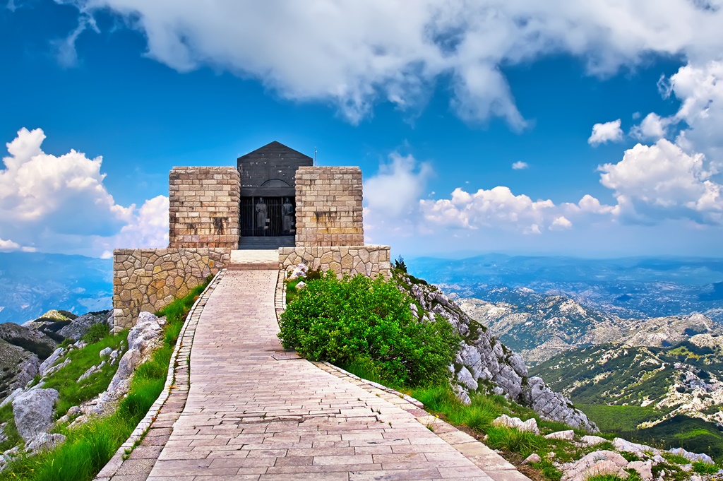The mausoleum of Njegos located on the top of the Lovcen